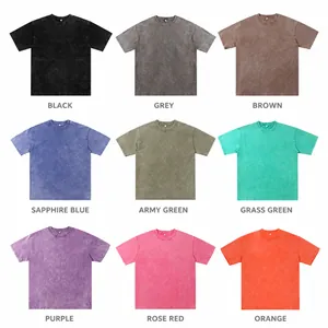 Vue en grille de t-shirts oversize délavés 250G en neuf couleurs vives pour un look vintage