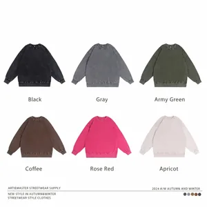 Heavyweight 350g acid washed distressed sweatshirts available in multiple colors