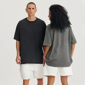 Premium 280g cotton oversized washed t-shirt for men and women, retro distressed style