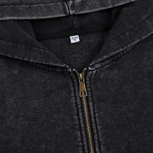 Men's vintage washed zip-up hoodie made of high-quality 350g French terry fabric