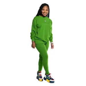 Damen Sport-Set in leuchtendem Grün: Langarm-Sweatshirt und dazu passende Leggings