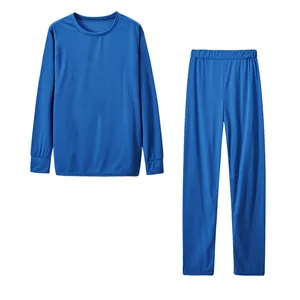 Blaues zweiteiliges Set mit langärmligem Oberteil und Hose für Damen Loungewear