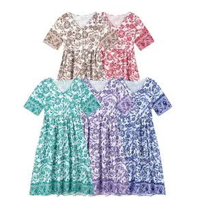Overview of multiple color options for the bohemian floral print V-neck dress