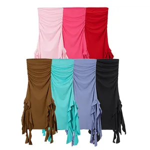 Overview of strapless bodycon dresses in multiple vibrant colors for summer style