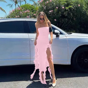 Women Sexy Off Shoulder Ruched Bodycon Dress Irregular Ruffle Hem Solid Color Sleeveless Midi Party Dress Summer Clubwear