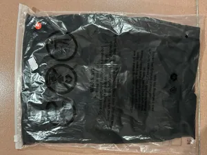Professional retail packaging for black bodycon dress in a protective clear zipper bag