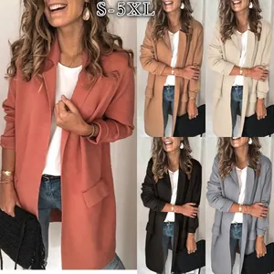 Vue détaillée du blazer décontracté pour femme à manches longues en plusieurs coloris