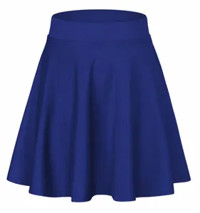 High-waist navy blue A-line skater skirt with elastic waistband for summer sports