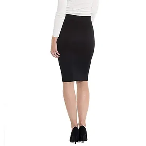 Elegant black high-waist pencil skirt for women's professional business attire