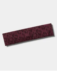 Dark burgundy leopard print sports headband for yoga and running, quick-dry fabric