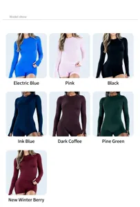 Showcase of 7 color options for the seamless long-sleeve athletic compression top