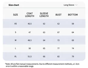Comprehensive size guide for seamless quick-dry long-sleeve sports T-shirt measurements