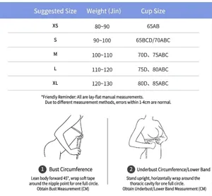 Guide des tailles détaillé pour brassière de sport yoga avec instructions de mesure