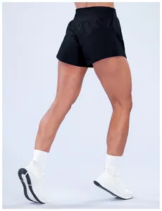 Pantaloncini da yoga neri ampi ad asciugatura rapida con vita alta ed effetto push-up per fitness