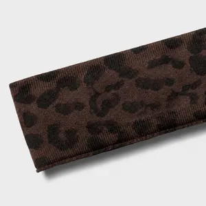 Seamless leopard print yoga headband featuring high elasticity rib fabric texture