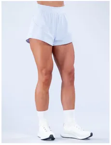 Pantaloncini da yoga a vita alta ad asciugatura rapida in blu chiaro