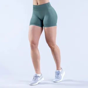 Women High Waisted Seamless Yoga Shorts Scrunch Butt Lifting Workout Fitness Gym Biker Shorts Nylon Spandex Athletic Running Shorts