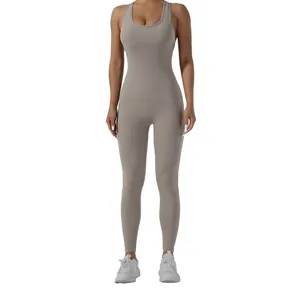 Combinaison de yoga sexy dos nu pour femme, body élastique une pièce, sportwear