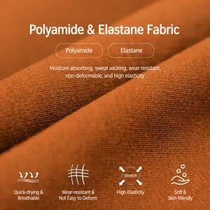 Breathable orange yoga short sleeve T-shirt showing detailed fabric texture and quality