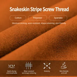 Detailed macro view of orange snake bone ribbed fabric for women's sports shorts