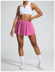 Jupe de tennis de sport plissée rose à taille haute pour le fitness et l'extérieur