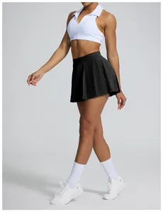 Jupe de sport plissée noire élégante pour femme tennis fitness entraînement yoga