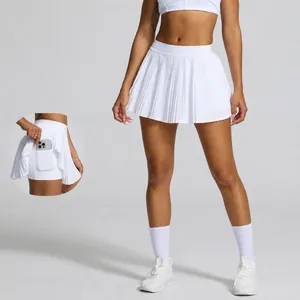 Jupe de Tennis Plissée à Taille Haute pour Femmes Skort Athlétique Avec Short Intérieur Poche pour Fitness Course Yoga