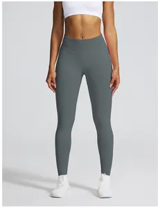 Dunkelgraue nahtlose Yoga-Leggings mit hohem Bund und tollem Push-Up-Effekt am Gesäß