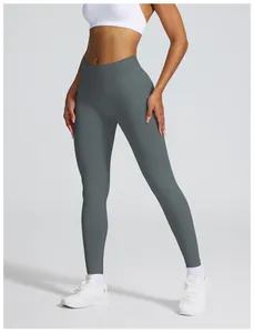 Nahtlose graue Yoga-Leggings für Damen mit hoher Taille für Fitness und Training