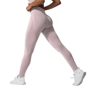Naadloze yoga-legging met hoge taille van zachte kationische stof en booty-lifting