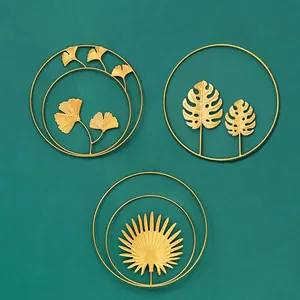 Goldene Metall Blatt Wanddeko Eisen Hängende Kunst Ornament Für Wohnzimmer Schlafzimmer Moderner Leichter Luxus Nordic Stil