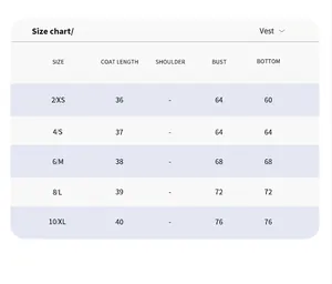 Detailed size chart for women's colorblock yoga tank top showing length and bust measurements