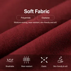 Macro view of burgundy high-elasticity polyamide and elastane fabric for yoga vest.