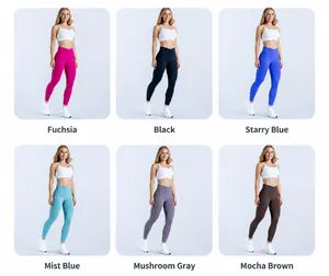 Dettaglio dei leggings da yoga senza cuciture con vita incrociata in sei colori