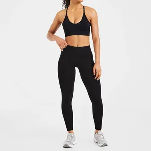 Nahtlose schwarze Yoga-Leggings mit hoher Taille, Bauchkontrolle und Push-up-Effekt
