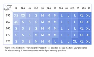 Comprehensive size recommendation chart for women's seamless yoga long sleeve shrug fitness top.