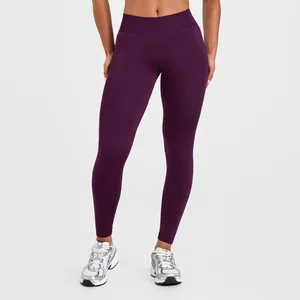 Nahtlose pflaumenlila Yoga-Leggings mit hoher Taille für Damen Sport Laufen Fitnesshose