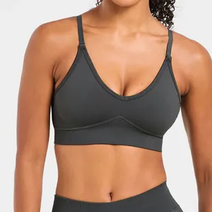 High-impact seamless double-strap yoga bra with quick-dry fabric for sports and fitness