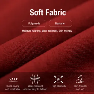 Detailed macro shot of soft burgundy seamless yoga suit fabric with breathable texture