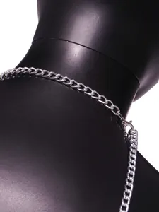 Detail of the silver metal strap and lobster clasp of a handmade chain camisole top