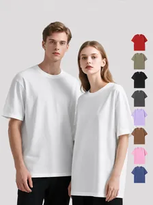 Maglietta da Uomo in Cotone Pettinato Pesante Manica Corta Vestibilità Comoda Girocollo Tinta Unita Streetwear