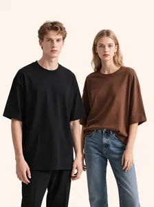 Heren Heavy Gekamd Katoen T-Shirt Oversized Ronde Hals Korte Mouw Top Streetwear Losse Pasvorm Europese Maat Effen Casual Tee