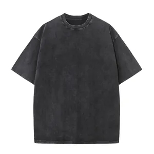 T-shirt oversize premium en coton lourd avec finition délavée vintage en gris anthracite