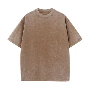 T-shirt oversize marron délavé en coton peigné épais pour un look vintage de rue chic