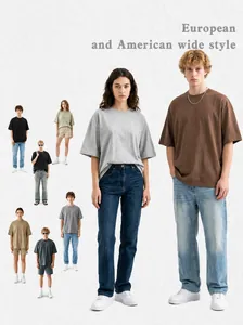 Men Heavyweight Cotton Drop Shoulder T-Shirt Loose Fit Plain Short Sleeve Top Casual Crew Neck Solid Color Summer Fashion Embroidered Apparel