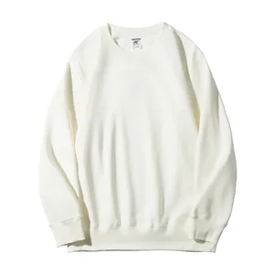 Felpa da uomo in pesante cotone crema 420g, stile oversize girocollo casual americano