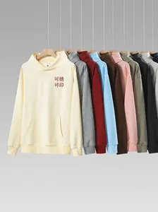 Men's Heavyweight French Terry Hoodie Oversized Pullover Sweatshirt Dropped Shoulder Casual Solid Color Hoodie Top