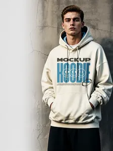 Heren 380G Zwaargewicht French Terry Hoodie Amerikaanse Vintage Verlaagde Schouder Oversized Sweatshirt Effen Casual Losse Top