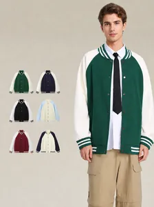 Men Varsity Jacket College Style Colorblock Patchwork Baseball Bomber Jacket Casual Raglan Sleeve Outerwear For Teenagers Boys
