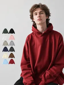 Men's 400G Heavyweight Cotton French Terry Hoodie American Vintage Loose Drop Shoulder Sweatshirt Casual Warm Long Sleeve Top